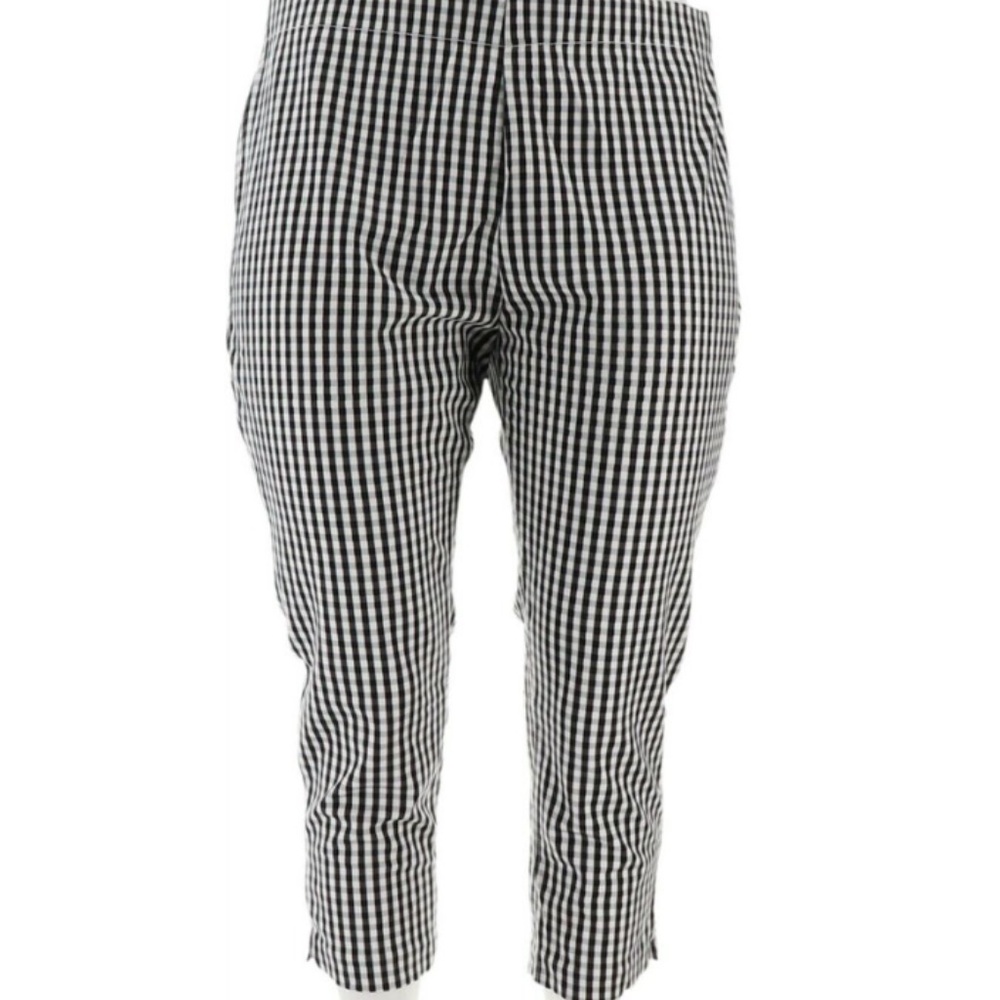 Clinton Kelly Ponte Knit Gingham Print Crop Pants